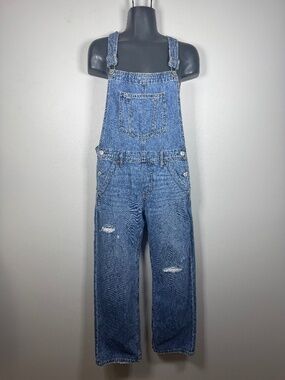 GAP Distressed Blue Denim Kids Overalls XL